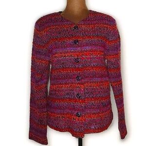 Vintage Kathie Lee Multicolor Mohair Blend Blazer Jacket Colorful Size S 4/6 90s